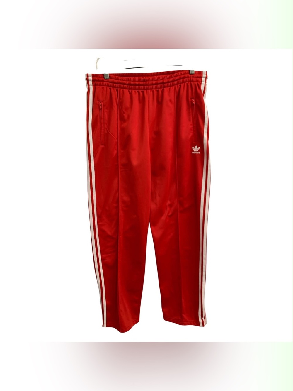 adidas Red Track Pants with White Side Stripes Size L